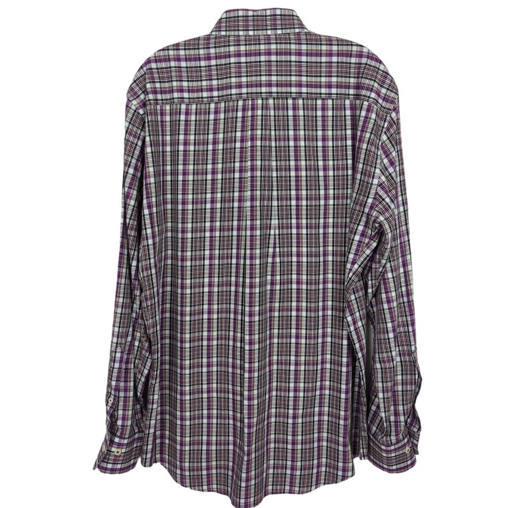 Peter Millar long sleeve button down plaid lavender cotton shirt size L - Picture 2 of 12